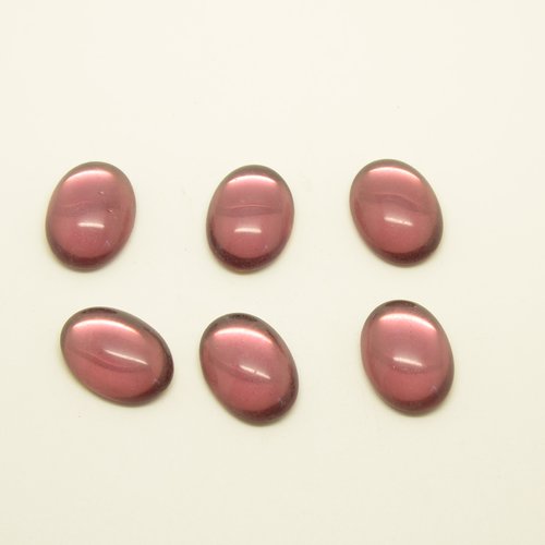 6 cabochons ovales - prune - 13x18mm