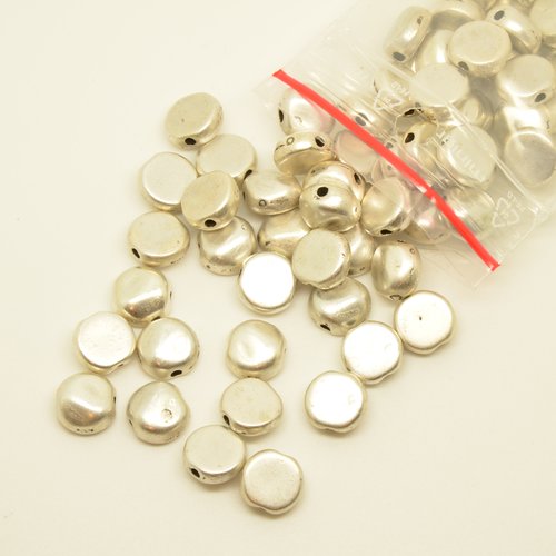 35 perles palets cabossés - argenté - 9x4mm