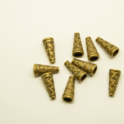 10 grandes coupelles/calottes forme cône, ethnique - bronze - 5mm
