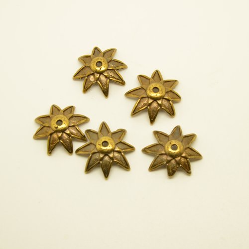 5 grandes coupelles/calottes forme fleur, ethnique - bronze - 21mm