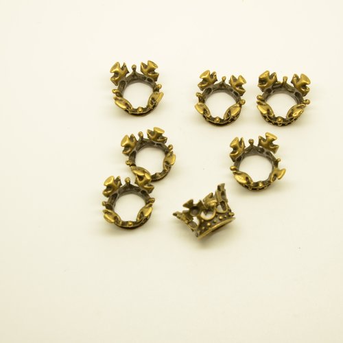 6 grosses calottes forme couronne - bronze - 10mm