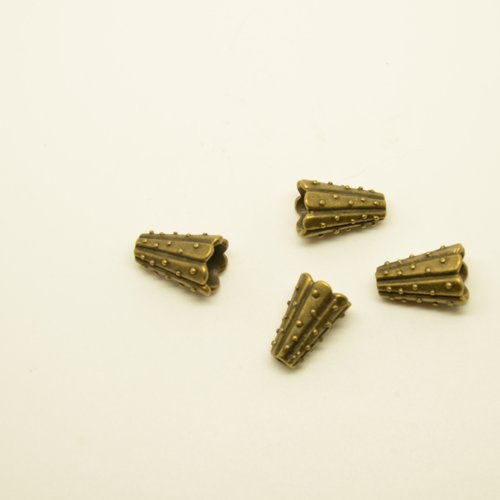 4 coupelles/calottes cônes ethniques - bronze - 9mm