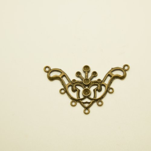 1 connecteur arabesques multi-rangs style art nouveau - bronze - 34x54mm
