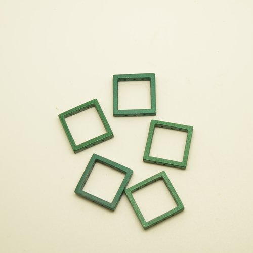 6 connecteurs carrés (tissage) - vert - 19x19mm