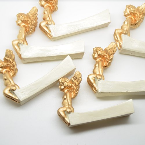 6 porte-couteaux angelots - ivoire, doré