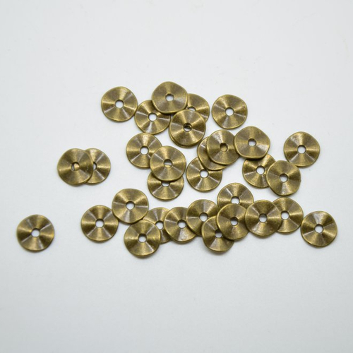 30 perles rondelles ondulées - bronze - 10mm