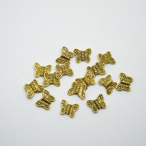 15 mini perles papillons - doré - 8x10mm