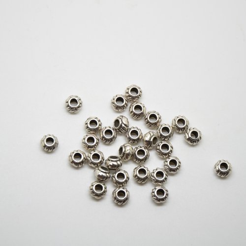 30 perles potirons ethniques - argenté - 7x4mm