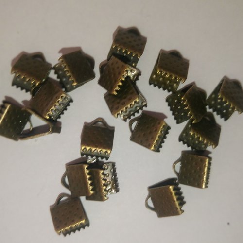 24 embouts griffes pince-rubans 6mm bronze