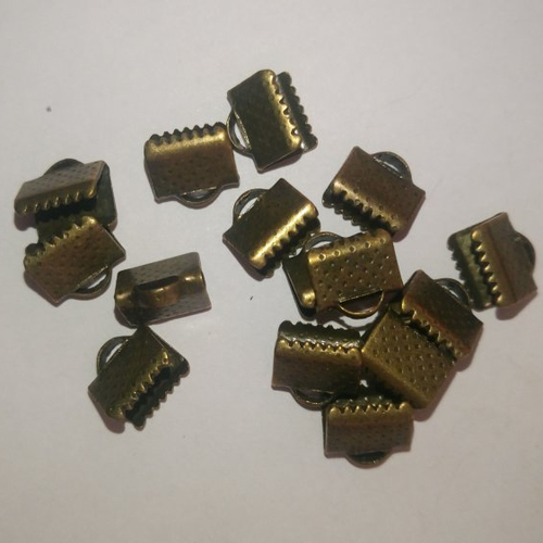 16 embouts griffes pince-rubans 8mm bronze