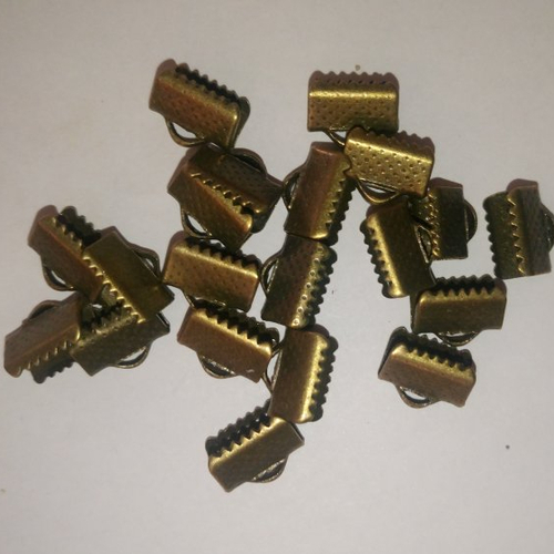 24 embouts griffes pince-rubans 10mm bronze
