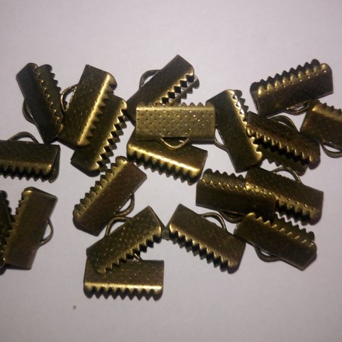 24 embouts griffes pince-rubans 13mm bronze