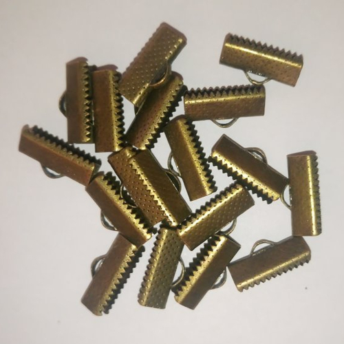 22 embouts griffes pince-rubans 16mm bronze