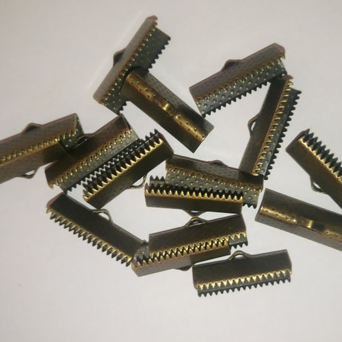 20 embouts griffes pince-rubans 20mm bronze