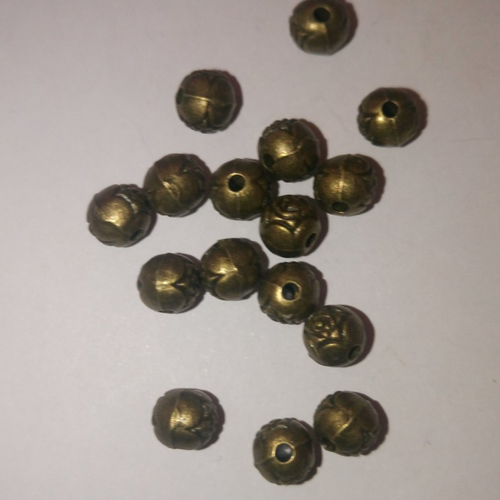 16 perles rondes - bronze - 6mm