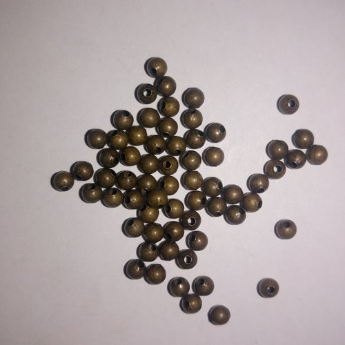 90 mini perles rondes intercalaires - bronze - 3mm