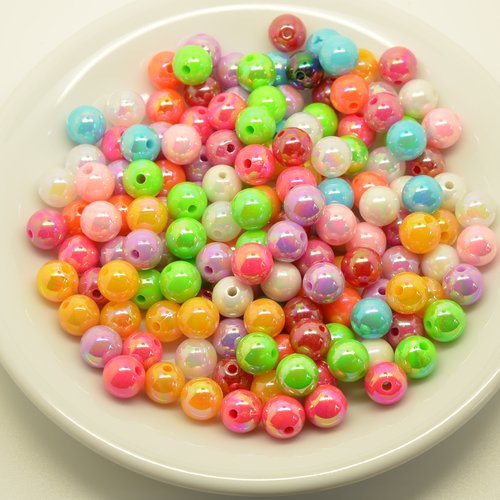 Environ 160 perles rondes nacrées - couleurs variées - 8mm