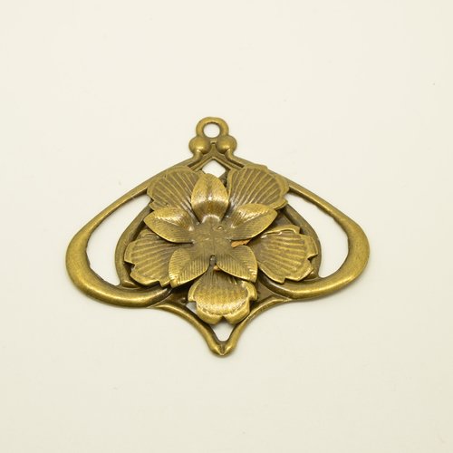 1 estampe/pendentif fleur - bronze - 50x55mm