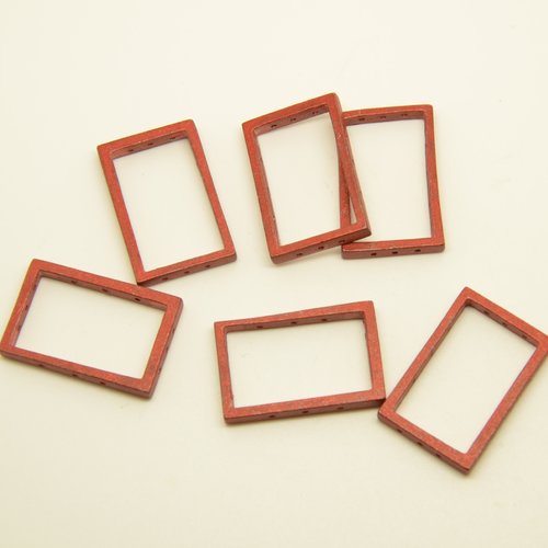 6 connecteurs rectangles (tissage) - rouge - 18x28mm