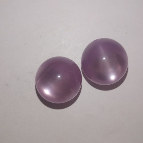 2 grosses perles oeil-de-chat - mauve - 18mm