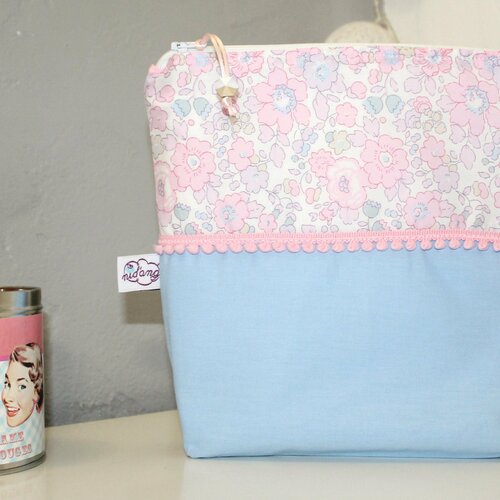 Trousse De Toilette Bebe Matelassee Rose Pastel Et Bleu Ciel Personnalisable Prenom Un Grand Marche