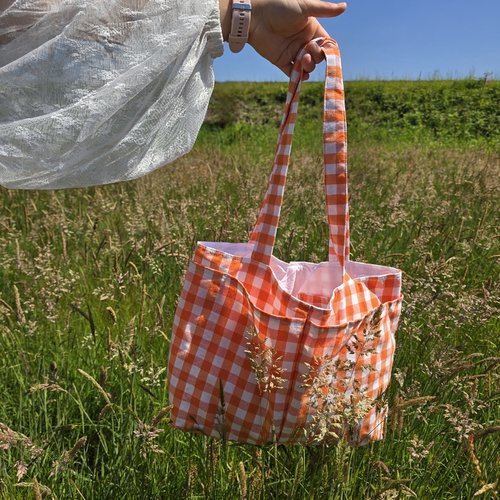 Cabas artisanal vichy orange – style peps & organisation optimale