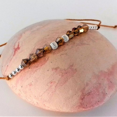 Fin bracelet cordon perles couleur cuivré