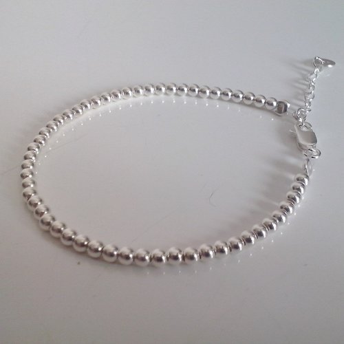 Bracelet  perles argent avec fermoir