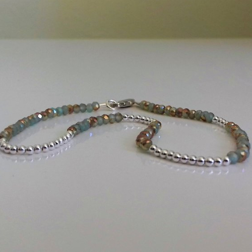 Bracelet cheville perles argent perles cristal