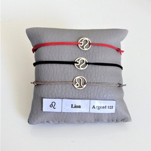 Bracelet signe zodiaque lion argent