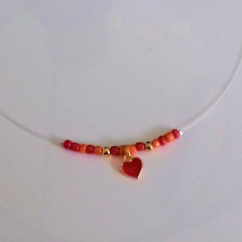 Collier petite fille coeur rouge