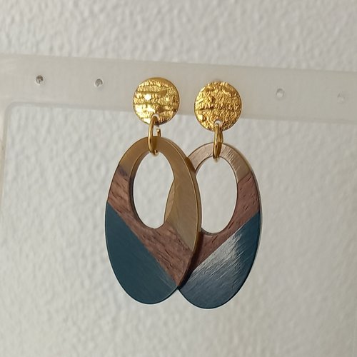 Boucles d'oreilles noir-marron