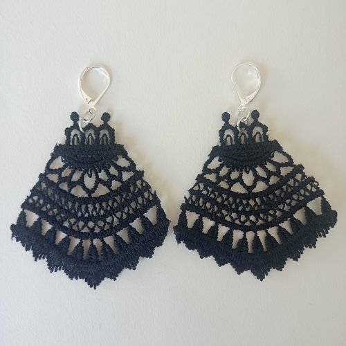 Filigranes dentelle noire - boucles argent