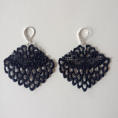 Filigranes dentelle noire - boucles argent