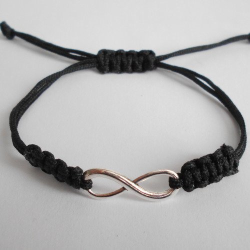 Bracelet coulissant noir connecteur infini