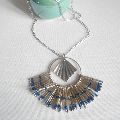 Collier femme pendentif pampilles perles miyuki chaine acier inoxydable