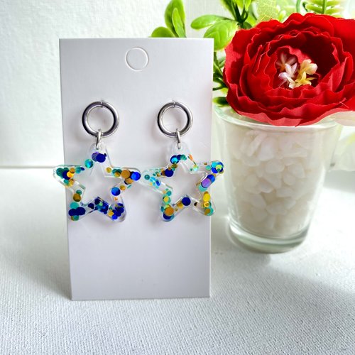 Boucles d’oreilles étoile résine/boucles d'oreilles pendante