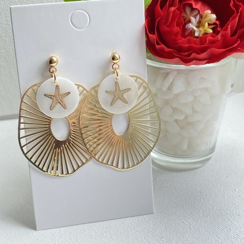 Boucles d’oreilles fantaisie/boucles d'oreilles dorée/idée cadeau
