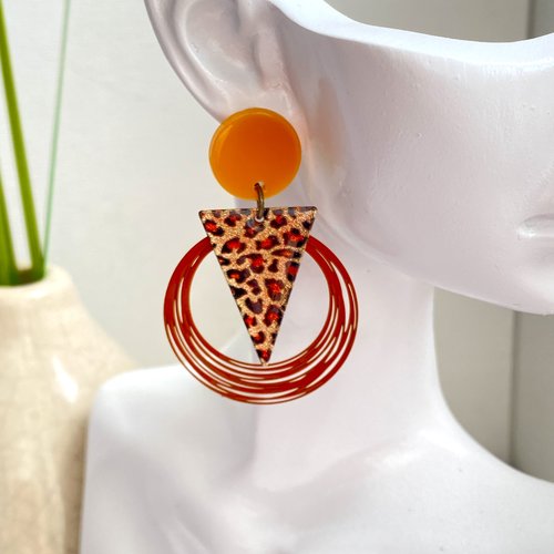 Boucles d’oreilles léopard, fantaisie,pendante