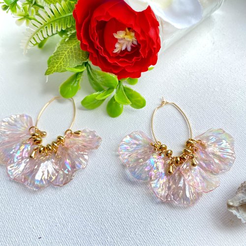 Boucles d’oreilles créole et pétales