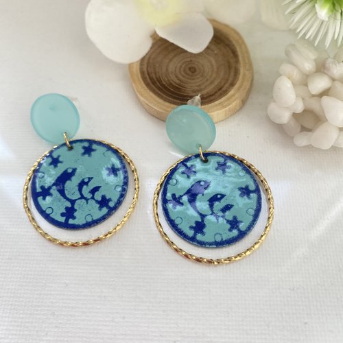 Boucles d'oreille ronde turquoise