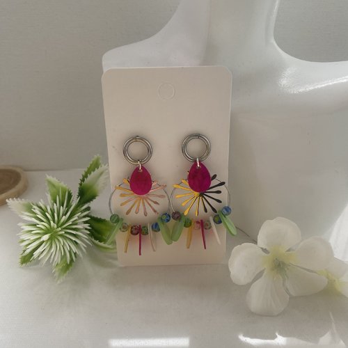 Boucles d'oreille créole multicolore