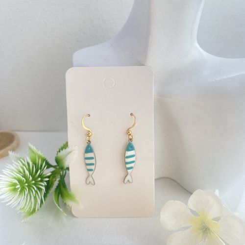 Boucles d'oreille poisson turquoise