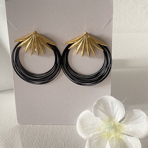 Boucles d’oreilles ronde noir et doré