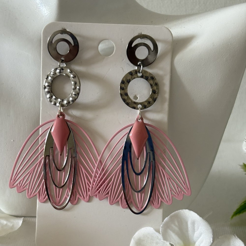 Boucles d'oreilles rose/ bijou fantaisie/bijou femme
