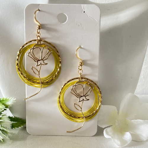Boucles d'oreilles jaune/bijou fantaisie/bijou femme