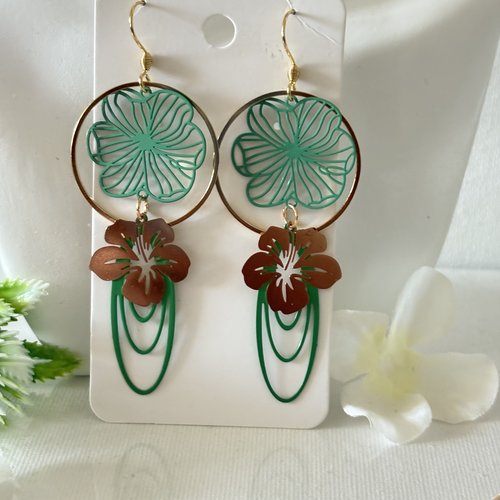 Boucles d'oreilles verte/bijou fantaisie/bijou femme