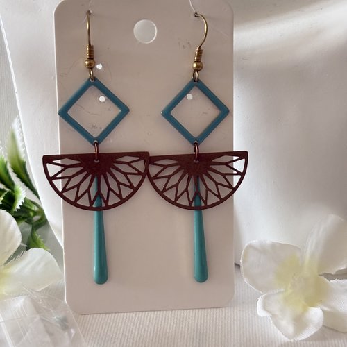 Boucles d'oreilles pendantes turquoise/bijoux d'oreilles
