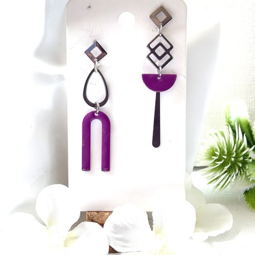 Boucles d'oreilles pendante, fuchsia