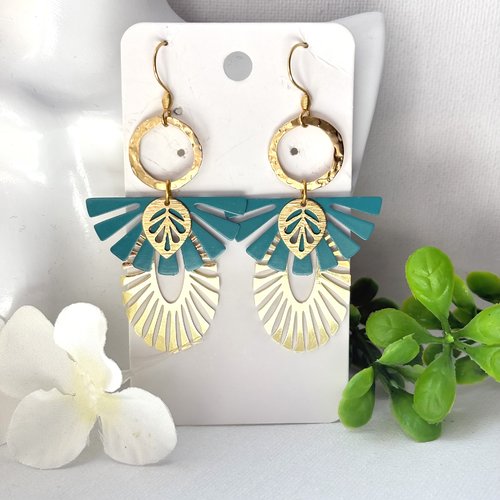 Boucles d'oreilles pendante, turquoise